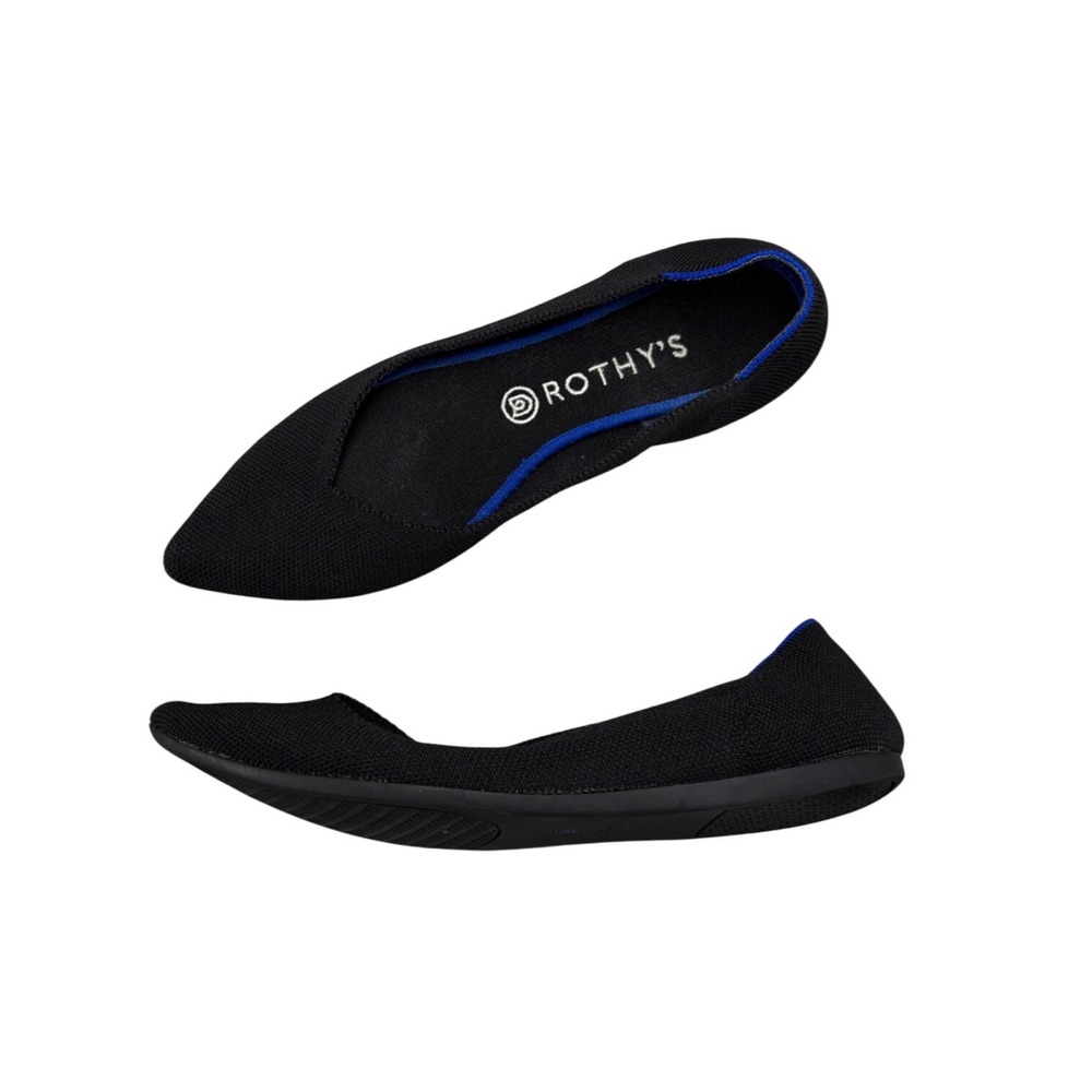 Rothy's The Point Shoes Black Solid Knit Pointed Toe Flats Women's Size 10